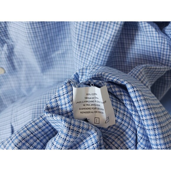 David Donahue Mens Dress Plaid Shirt Long Sleeve Button Up Blue Size 16.5 34/35 - Picture 5 of 9